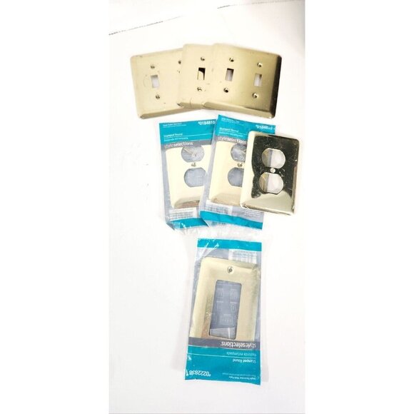 7 Light Switch Plate Covers Brass Shinny Gold Tone Toggle & Plug Some Ha… - Picture 1 of 4